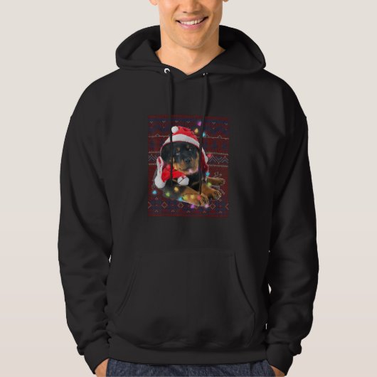 Rottweiler Christmas Lights Ugly Sweater Dog Lover (Voorkant)