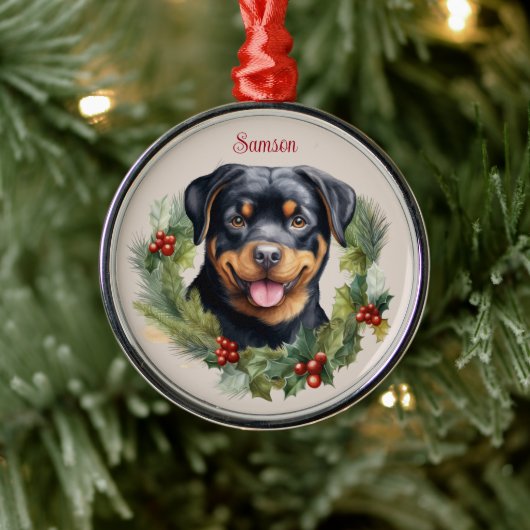 Rottweiler Christmas Pet Memorial Hondenras Metalen Ornament (Boom)