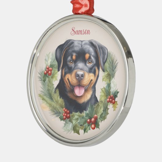 Rottweiler Christmas Pet Memorial Hondenras Metalen Ornament (Links)