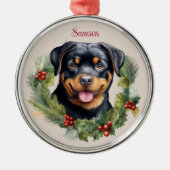 Rottweiler Christmas Pet Memorial Hondenras Metalen Ornament (Voorkant)