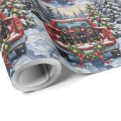 Rottweiler Christmas Red Truck Holiday Cadeaupapier (Rol Hoek)