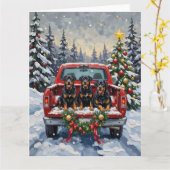 Rottweiler Christmas Red Truck Holiday Kaart (Gele Bloem)