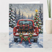 Rottweiler Christmas Red Truck Holiday Kaart (Voorkant)