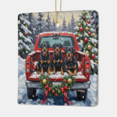 Rottweiler Christmas Red Truck Holiday Keramisch Ornament (Links)