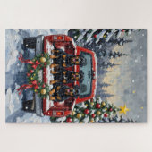 Rottweiler Christmas Red Truck Holiday Legpuzzel (Horizontaal)