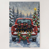 Rottweiler Christmas Red Truck Holiday Legpuzzel (Verticaal)