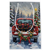 Rottweiler Christmas Red Truck Holiday Medium Cadeauzakje (Voorkant)