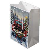 Rottweiler Christmas Red Truck Holiday Medium Cadeauzakje (Achterkant Gekanteld)