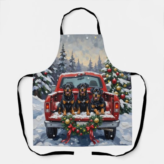 Rottweiler Christmas Red Truck Holiday Schort (Voorkant)