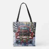 Rottweiler Christmas Red Truck Holiday Tote Bag (Achterkant)