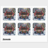 Rottweiler Christmas Red Truck Holiday Vierkante Sticker (Vel)