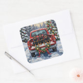 Rottweiler Christmas Red Truck Holiday Vierkante Sticker (Envelop)