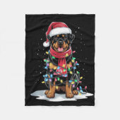Rottweiler Christmas Tree Santa Hat Lights Xmas Do Fleece Deken (Voorkant)