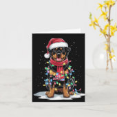 Rottweiler Christmas Tree Santa Hat Lights Xmas Do Kaart (Gele Bloem)