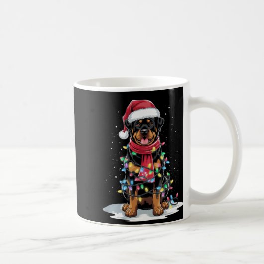 Rottweiler Christmas Tree Santa Hat Lights Xmas Do Koffiemok (Rechts)