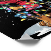 Rottweiler Christmas Tree Santa Hat Lights Xmas Do Poster (Hoek)