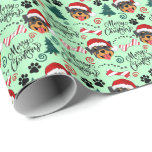 Rottweiler Christmas Wrapping Paper Cadeaupapier<br><div class="desc">Rottweiler kerstinpakpapier. Papierkleur is groen. Verkrijgbaar in meerdere kleuren,  maten en twee afwerkingen. www.hotpocketgraphics.com</div>