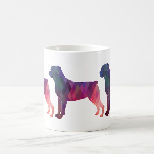 Rottweiler Colorful Geometric Pattern Silhouette Koffiemok (Center)