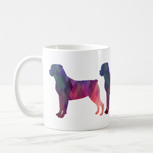 Rottweiler Colorful Geometric Pattern Silhouette Koffiemok (Links)