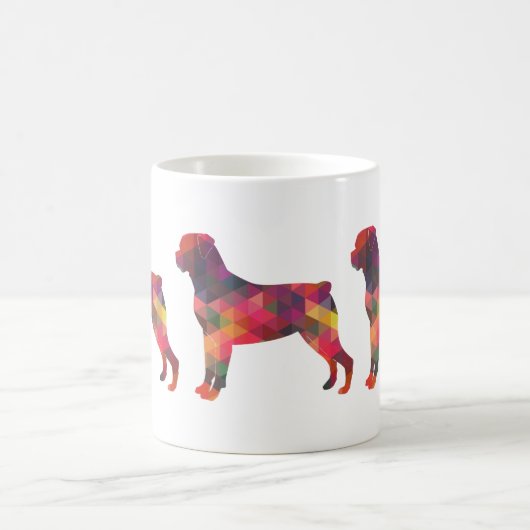 Rottweiler Colorful Geometric Pattern Silhouette Koffiemok (Center)