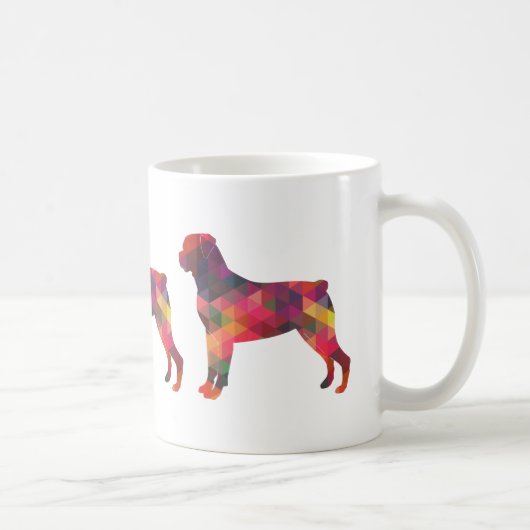Rottweiler Colorful Geometric Pattern Silhouette Koffiemok (Rechts)