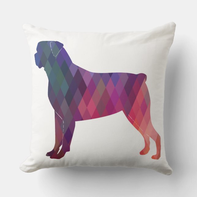 Rottweiler Colorful Geometric Pattern Silhouette Kussen (Voorkant)
