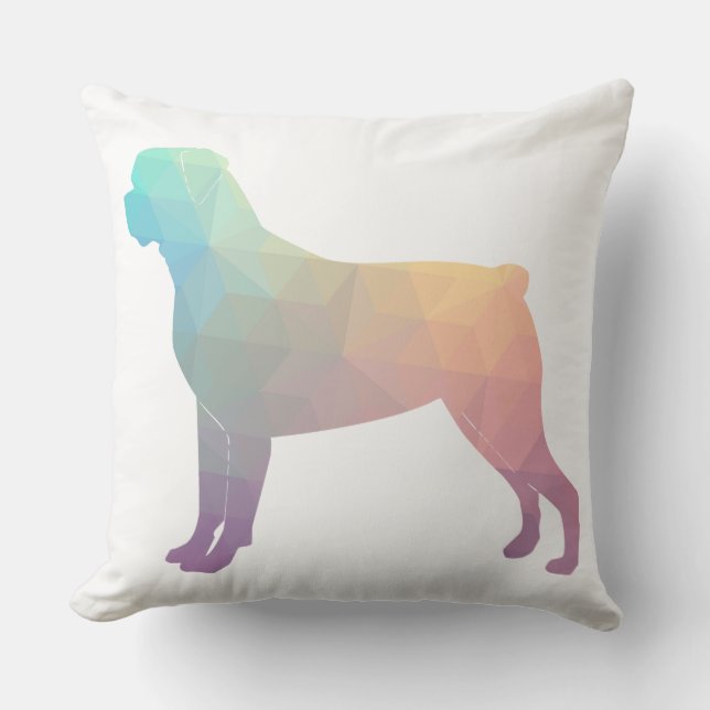 Rottweiler Colorful Geometric Pattern Silhouette Kussen (Voorkant)
