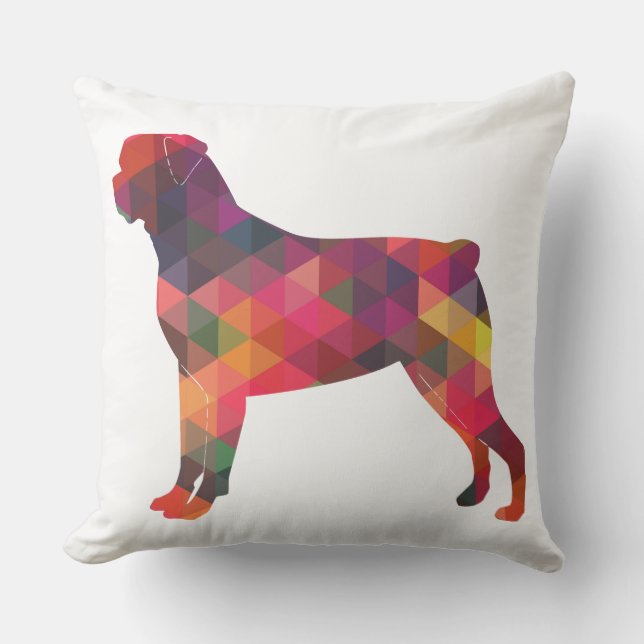 Rottweiler Colorful Geometric Pattern Silhouette Kussen (Voorkant)