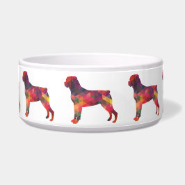 Rottweiler Colorful Geometric Pattern Silhouette Voerbakje