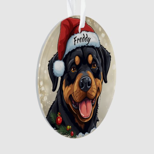 Rottweiler Custom Christmas Ornament (voorkant)