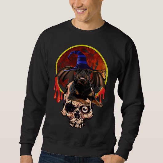 Rottweiler Cute Dog Witch Pumpkin Halloween Trui (Voorkant)