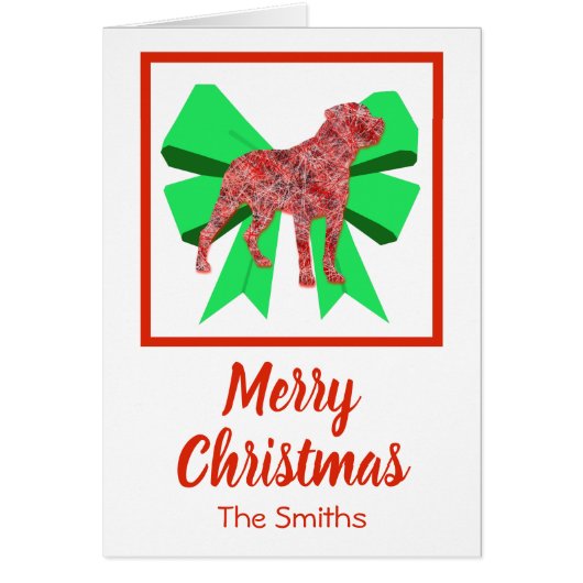 Rottweiler Cute Kerstmis Dog & Green Bow Card (Voorkant)