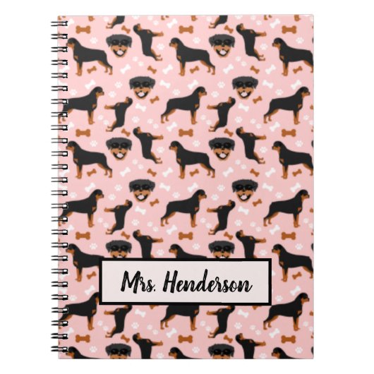 Rottweiler Cute Rotties Dogs Pattern Notitieboek (Voorkant)