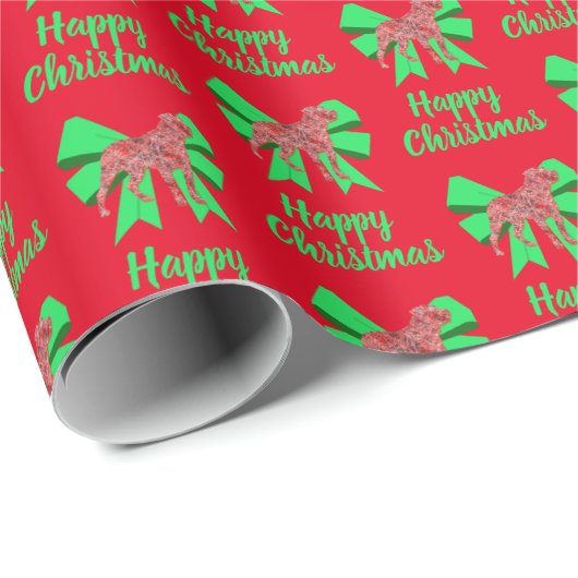 Rottweiler Cute Silhouette Kersthond Rood Cadeaupapier (Rol Hoek)