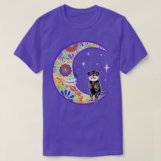 Rottweiler Dia de Los Muertos Skeleton T-shirt (Design voorkant)