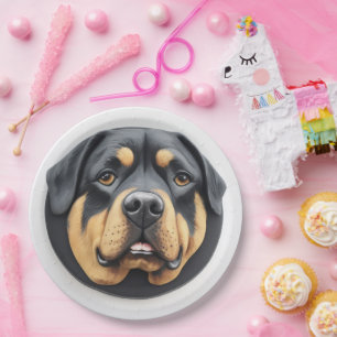 Rottweiler Dog 3D geïnspireerd Papieren Bordje