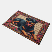 Rottweiler Dog 3D Stijlvolle Kleurrijke Rand Deurmat (Schuin)