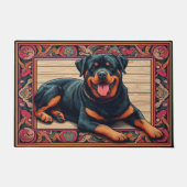 Rottweiler Dog 3D Stijlvolle Kleurrijke Rand Deurmat (Voorkant)