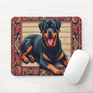 Rottweiler Dog 3D Stijlvolle Kleurrijke Rand Muismat