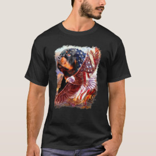 Rottweiler Dog American Flag op 4 juli Onafhankeli T-shirt