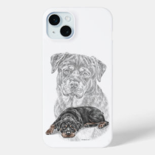 Rottweiler Dog Art iPhone 15 Mini Hoesje