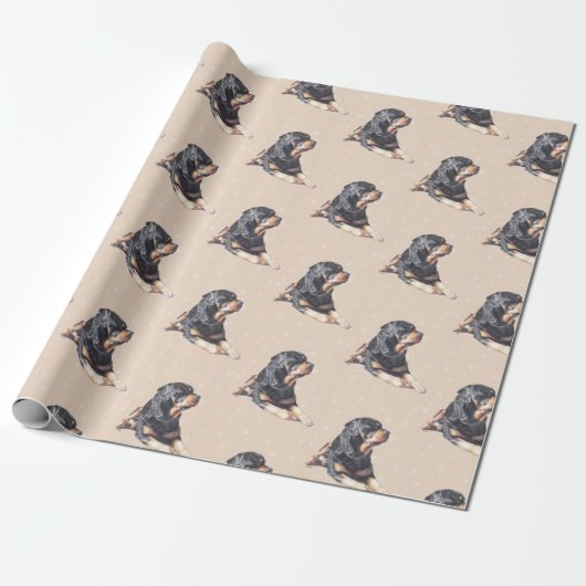 Rottweiler Dog Art Gift Wrap Cadeaupapier (Uitgerold)