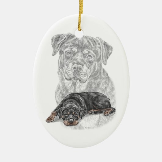 Rottweiler Dog Art Keramisch Ornament (Voorkant)