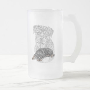 Rottweiler Dog Art Matglas Bierpul