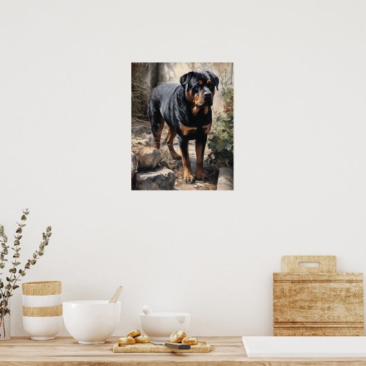 Rottweiler Dog Art Print Poster (Keuken)