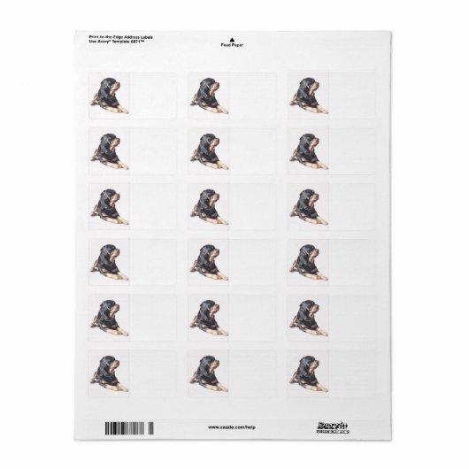 Rottweiler Dog Art Return Address Labels (Full Sheet)