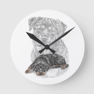 Rottweiler Dog Art Ronde Klok