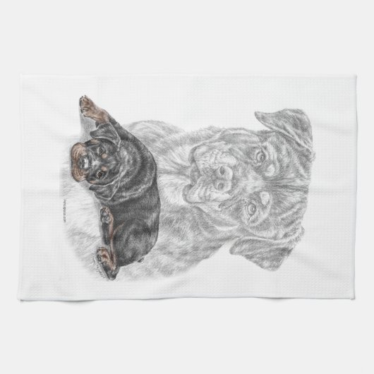 Rottweiler Dog Art Theedoek (Horizontaal)