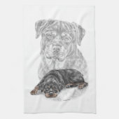 Rottweiler Dog Art Theedoek (Verticaal)