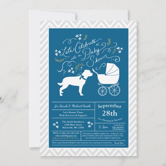Rottweiler Dog Baby shower Blue Boy Rottie Kaart (Voorkant)